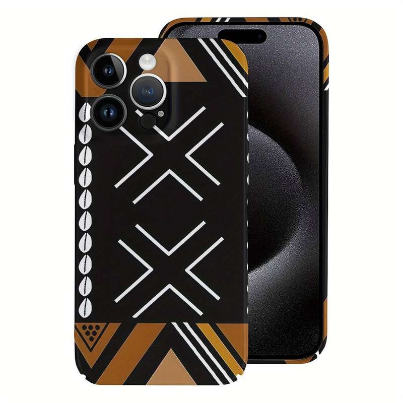 1Pc White For iPhone 15 Plus African Mud Cloth Phone Case
