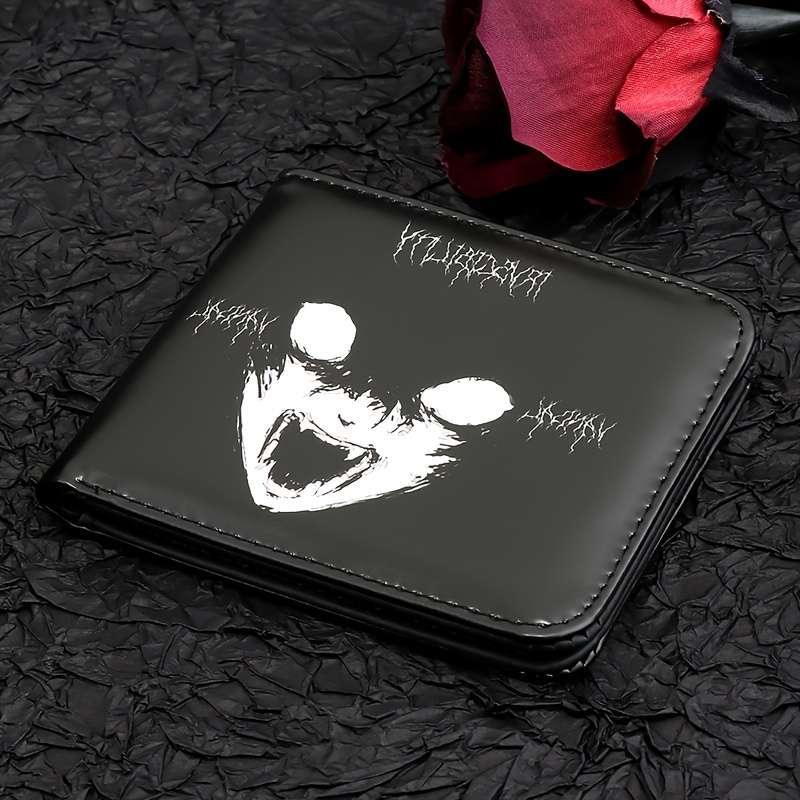 1pc FEECANOO Men's Black Faux Leather WalletPunk Skull Design Multi-Functional with Card Slots