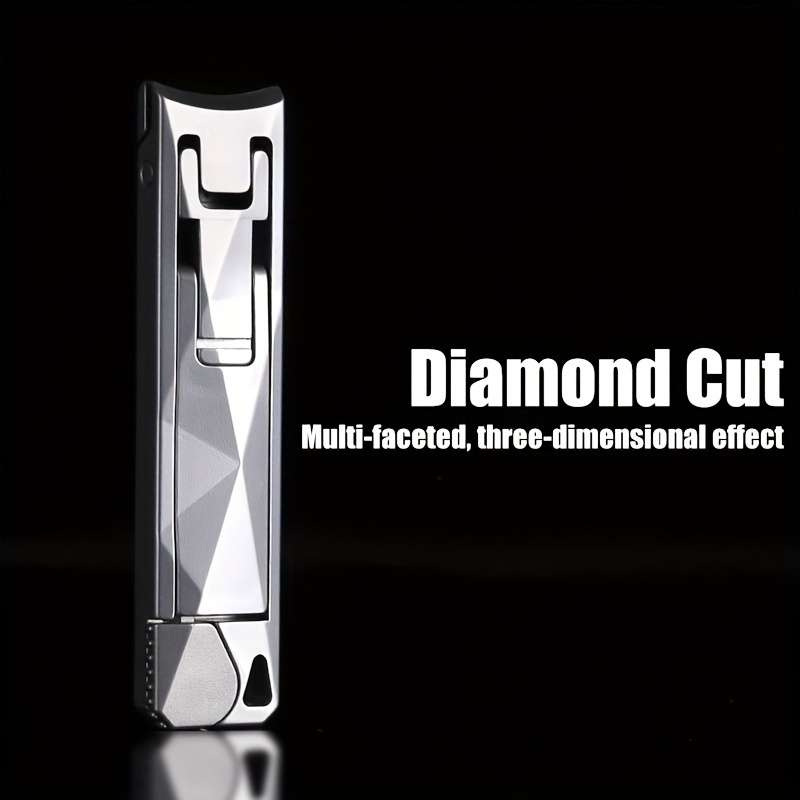 1pc Stainless Steel Fingernail Clippers with Concave Blade and Nail File Compact Diamond Cut
