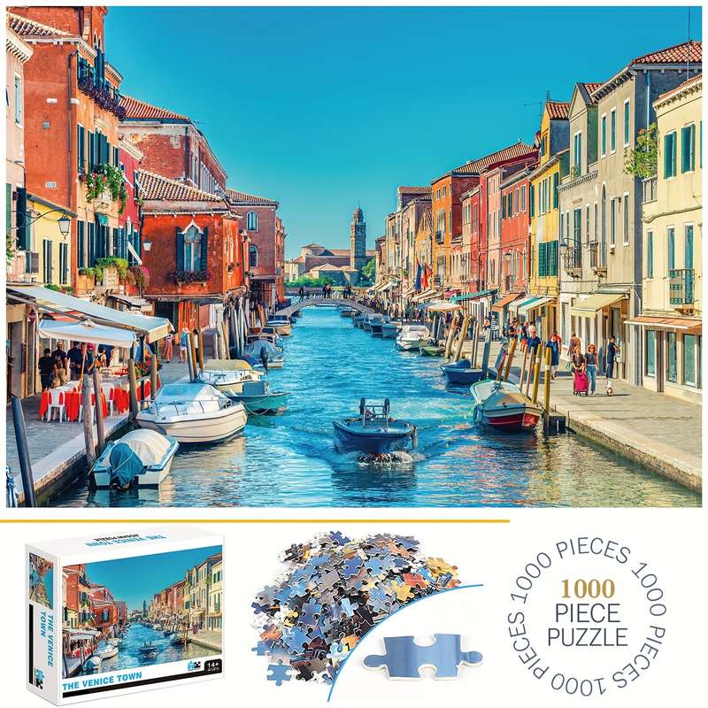 1000pcs Immersive Experience Venice Town Jigsaw Puzzle Thick Durable Seamless
