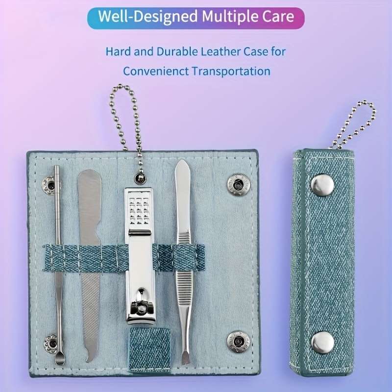 4pcs Travel Nail Care Set Beauty Nail Clippers Scissors and Manicure Tools with Keychain in