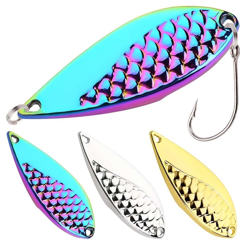 3pcs 3.5g Fishing Lures Set Assorted Sizes Metal Spinner Spoons with Saltwater Hooks