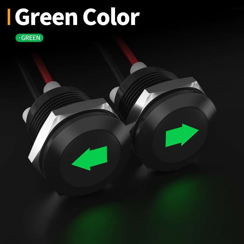 2pcs 12MM Indicator Light Black Housing Single Arrow Flat Indicator Light With Wire L