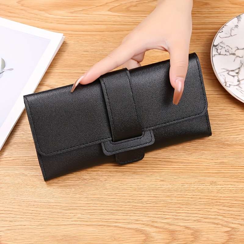 1pc Sleek Women's Long Tri-Fold WalletStylish Solid Color Design with Multiple Card Slots Clutc
