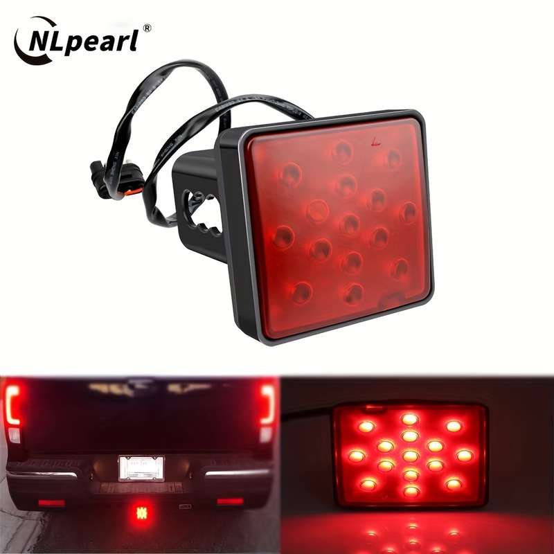 1pc 15LED Red Brake Light & DRL for Trucks SUVs and Trailers Hitch Receiver Cover