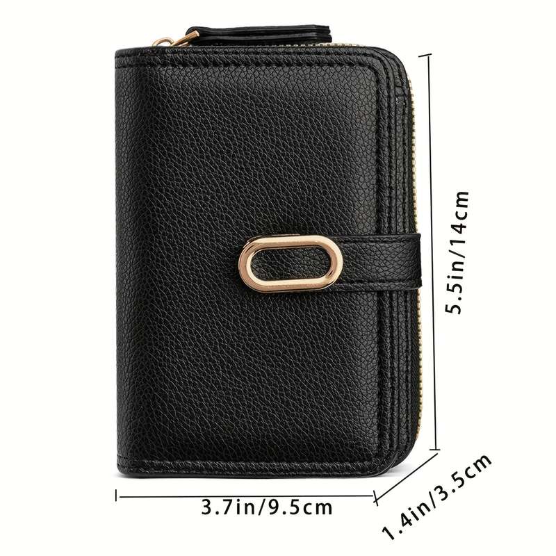 1pc Chic Women's Wallet with Zipper Coin Purse Snap ClosureLarge Capacity Multi-Functional Ca