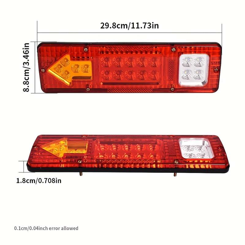 2pcs White Red Full Sealing Rubber Multi-Purpose Multi-Function Trailer LED Taillight