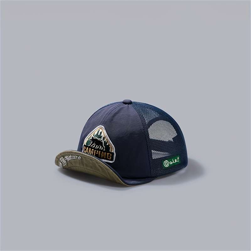 1pc Vintage American Baseball Cap Quick-Dry Mesh Breathable Flat Brim Trucker Hat with "JACQ