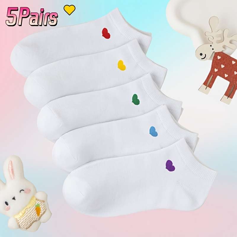 5 Pairs White High Elastic Socks