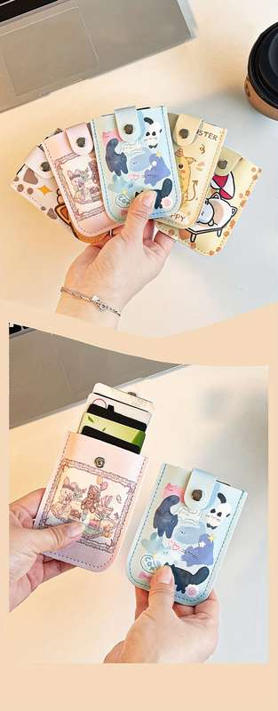 1pc Stylish Convenience Cute Cartoon Multi-Card ID Holder Large Capacity Ultra-Thin Anti-Dema