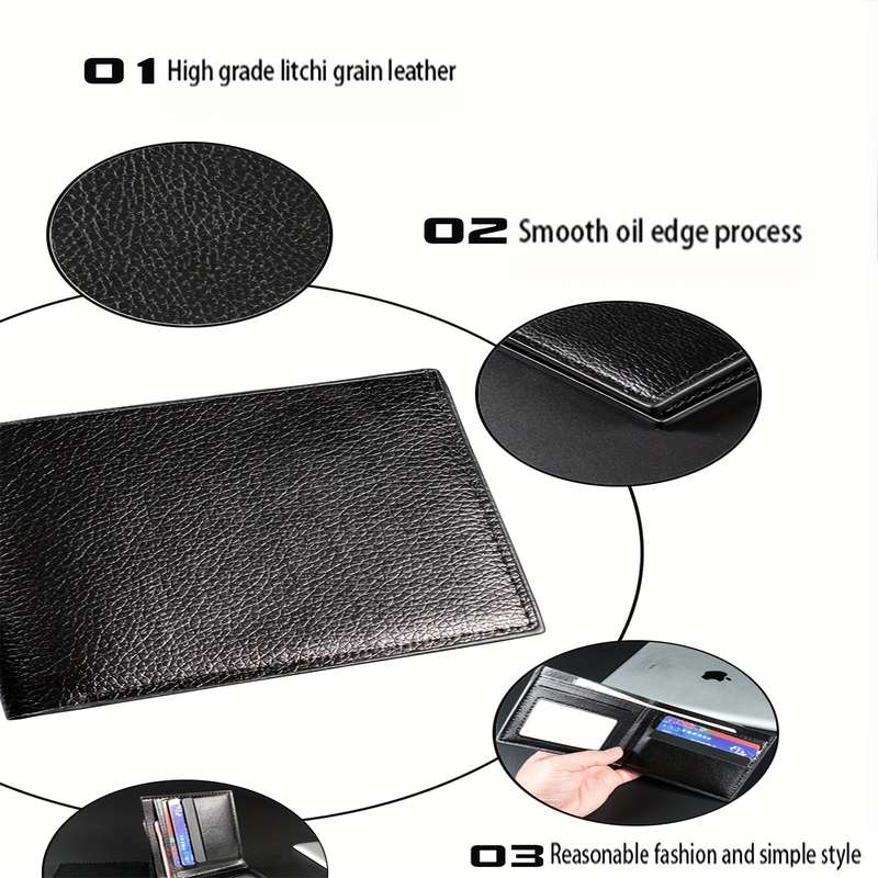 1pc Santa Cruz Men's Wallet Casual Black Crocodile Pattern Multifunctional Bi-Fold Coin Purse C