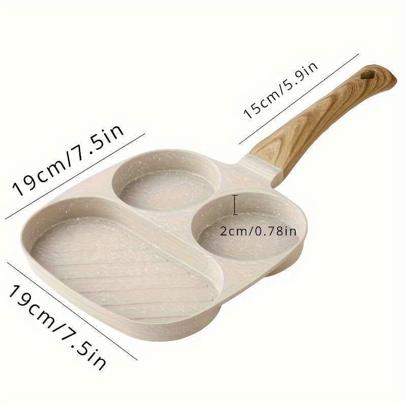1pc 7.5" Nonstick Triple Compartment Skillet   Easy Clean Iron Material Durable Heat-Resistan