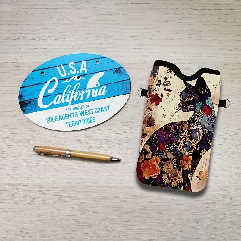 1pc Colorful Cat Print Synthetic Synthetic Leather High Quality Material Shockproof Phone Bag with