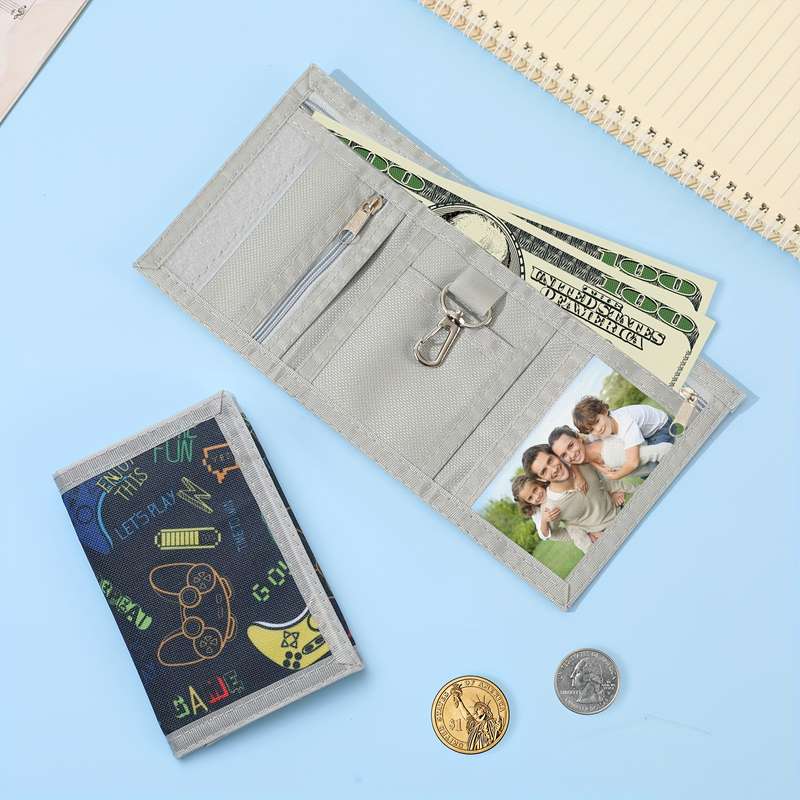1pc Trifold Wallet Fashionable Print Casual Portable Coin Purse Durable Card Clip Large Capacit