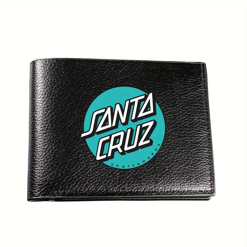 1pc Santa Cruz Men's Wallet Casual Black Crocodile Pattern Multifunctional Bi-Fold Coin Purse C