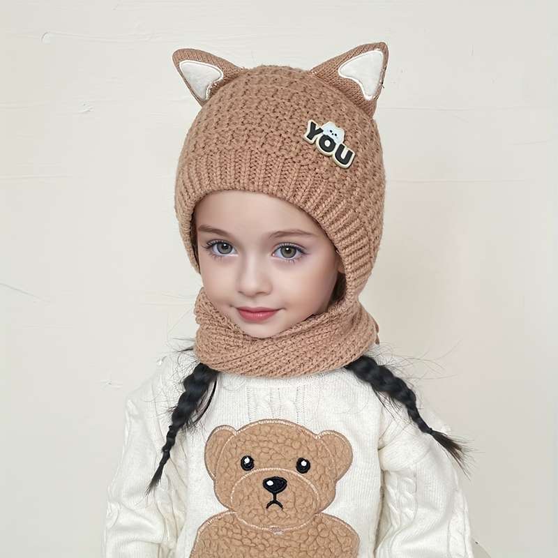 Winter Hat Color Cat Scarf Hat   Blue