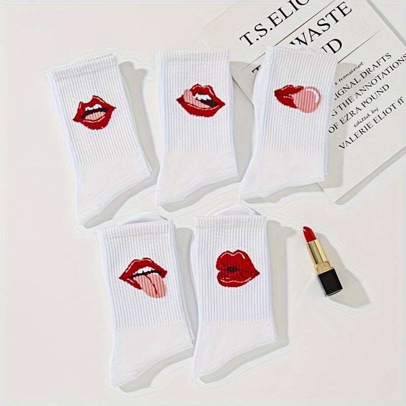 5 Pairs Of White One Size High Elastic Socks