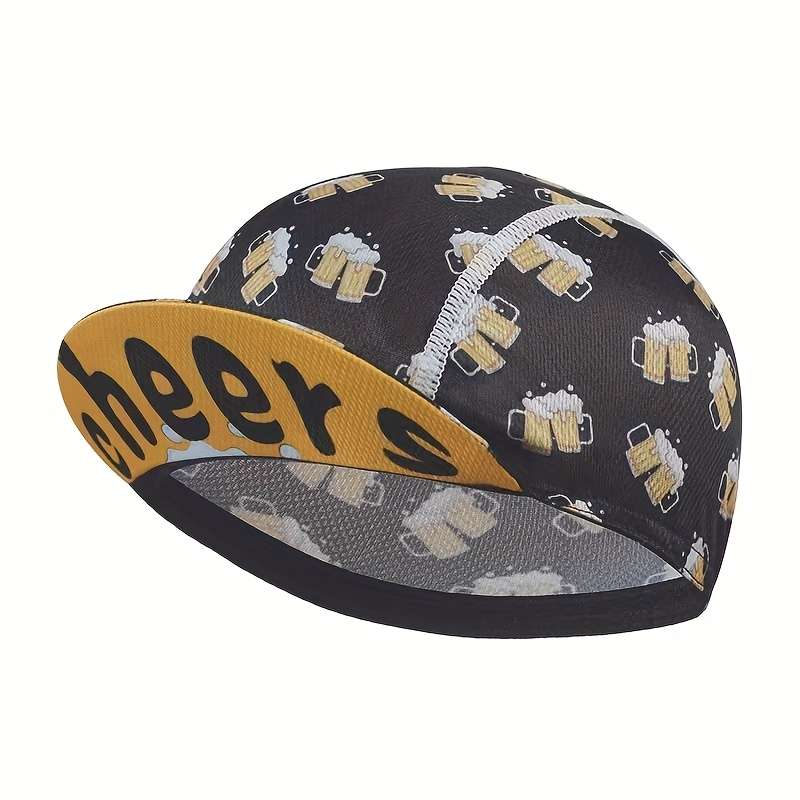 1pc Breathable Coffee-Themed Cycling Cap Ultra-Lightweight Quick-Dry Elastic Fit for Men Wome