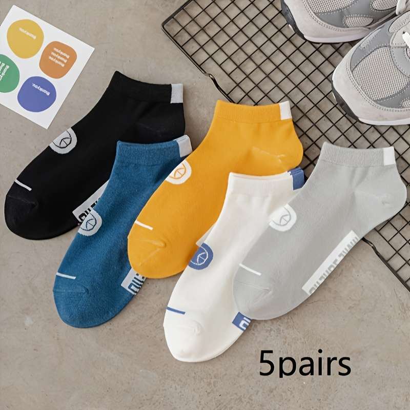 5 Pairs Boat Socks Color Mark One Size High Elastic Socks
