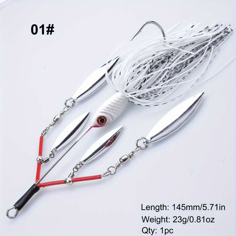 1pc 23g Buzzbait Lure Lead Jig Head Silicone Skirt Rubber Fishing Jigs with Rubber Skirt Lures