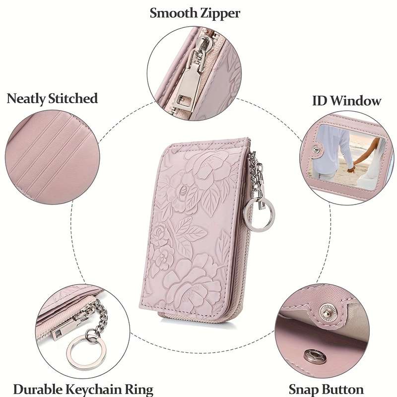 1pc Women'S Creative Honey Girl Wallet with Multiple Card Slots Coin Purse with Key Ring Secure