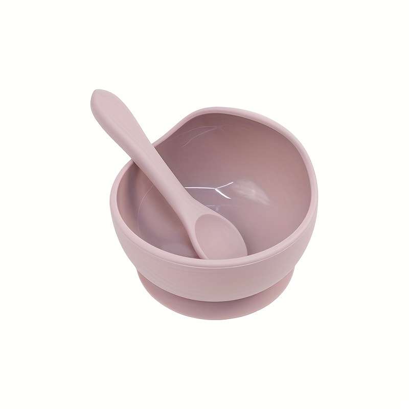2pcs Silicone Set with Spoon for Babies Kids Toddlers Baby Led Weaning Food Plates First