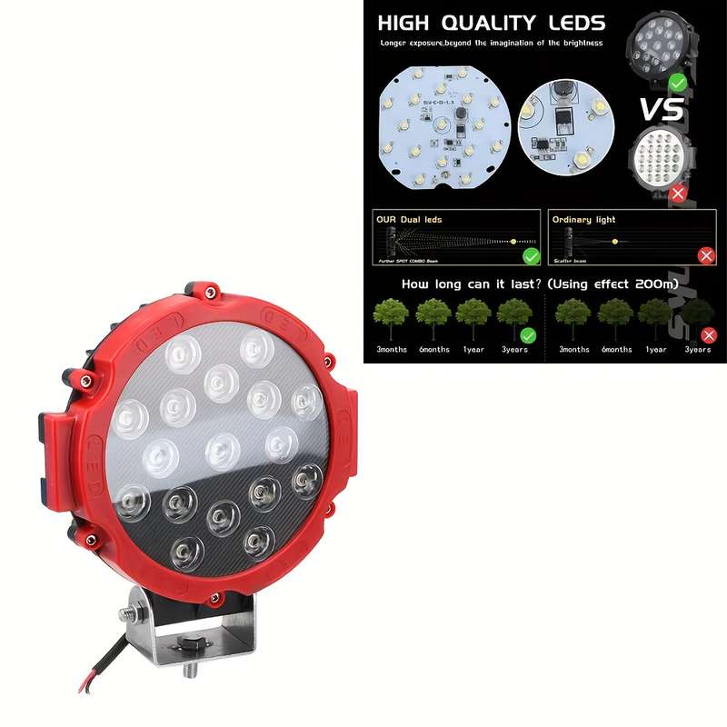 1pc 12V 51W Bright LED Light Off Road 4x4 Spotlight car Headlight Work Spot Lamp Auto