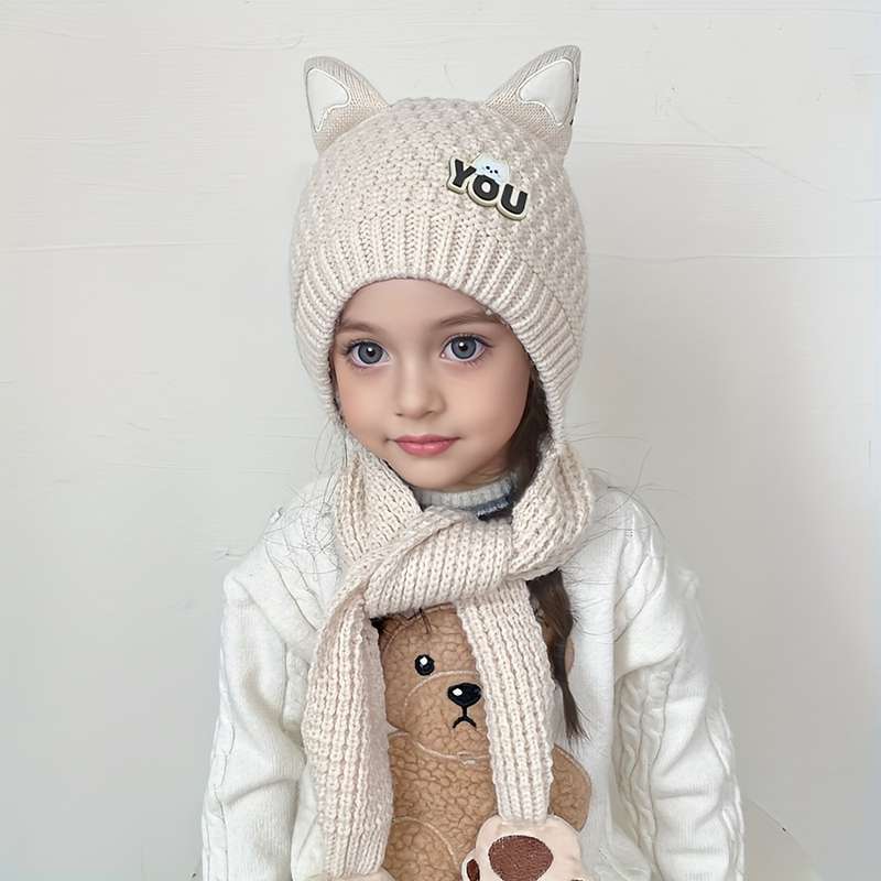 Winter Hat Color Cat Scarf Hat   Blue