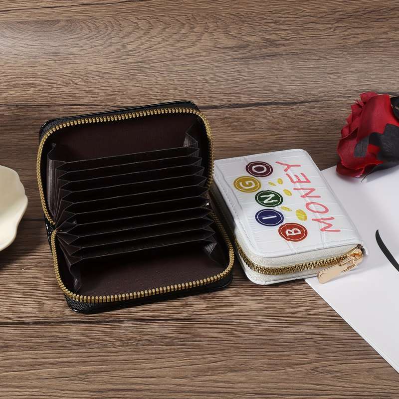 1pc Women's Casual Wallet with Zipper Closure Lightweight Nylon Lined Card Case Short Credit