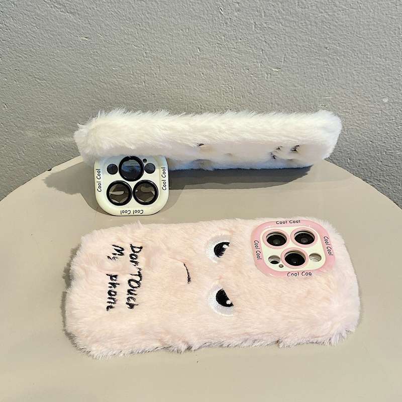 1Pc Pink Red Color For iPhone 15 Plush Little Monster Phone Case