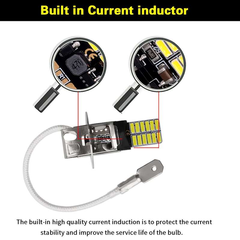 2pcs H3 High Power LED 6000K Xenon Fog Lights for Cars 12V Daytime Running & Drivin