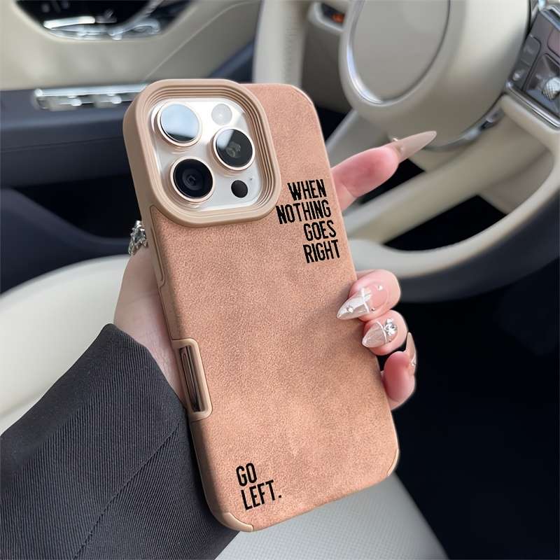 1pc Brown For iPhone 16 Plus Stylish Black Suede Case