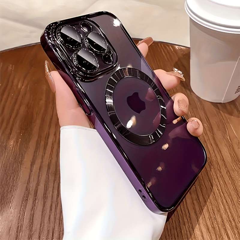 1pc Golden For iPhone 16 Plus Sleek And Luxurious Transparent Phone Case