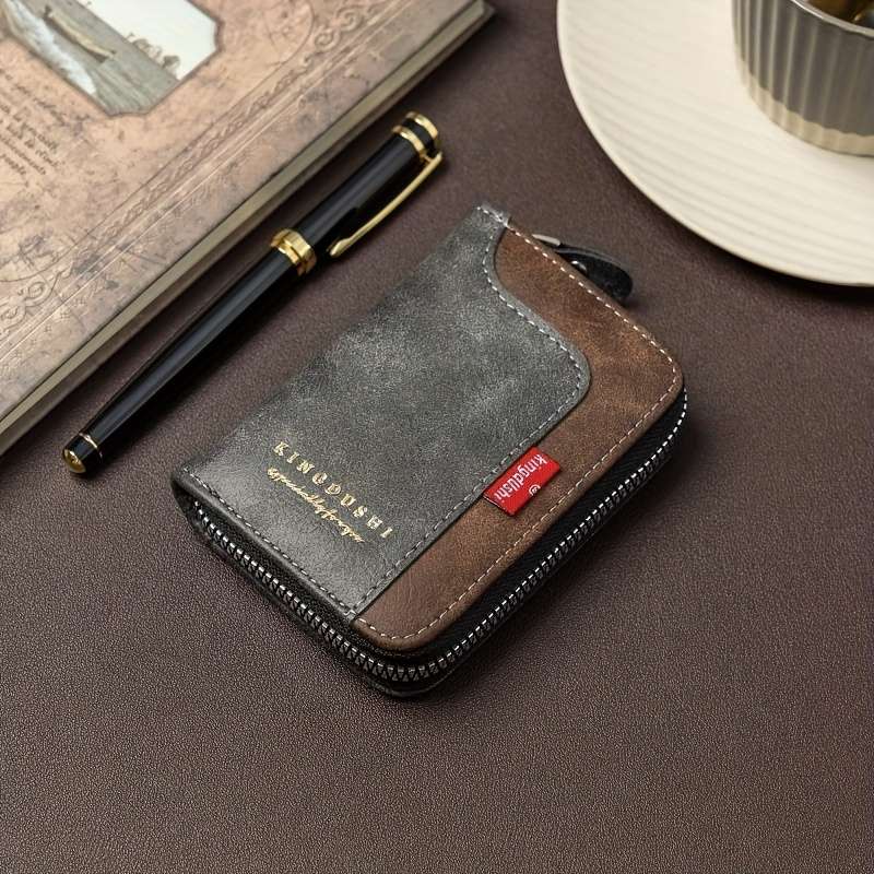 1pcNew retro zipper multi-slot coin change and credit card bag color-matching design classic and dur