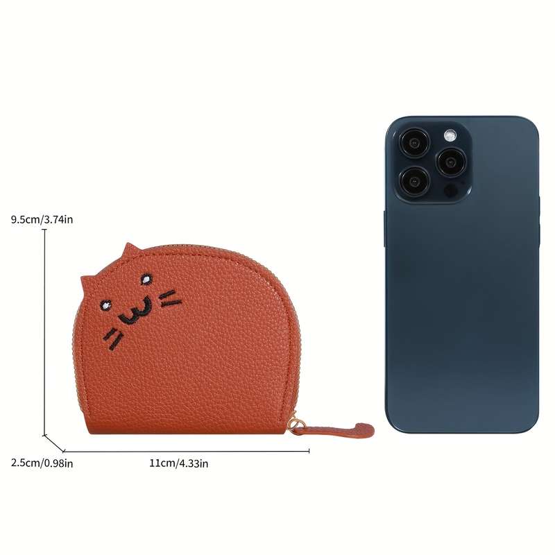 1pc A Charming Cat-Shaped Casual Walleta Synthetic Coin Purse Featuring Multiple Card Slots a Z