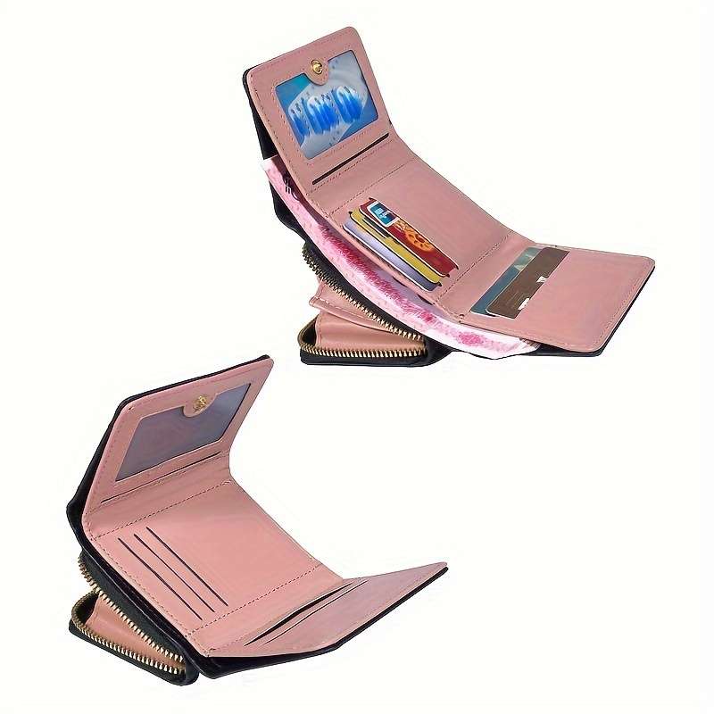 1pc 2024 New Quilted Pattern Short Wallet Clutch Solid Color Coin Purse Trendy Credit Card Holder