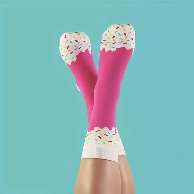 1 Pair Brown Coffee Ice Cream One Size Socks