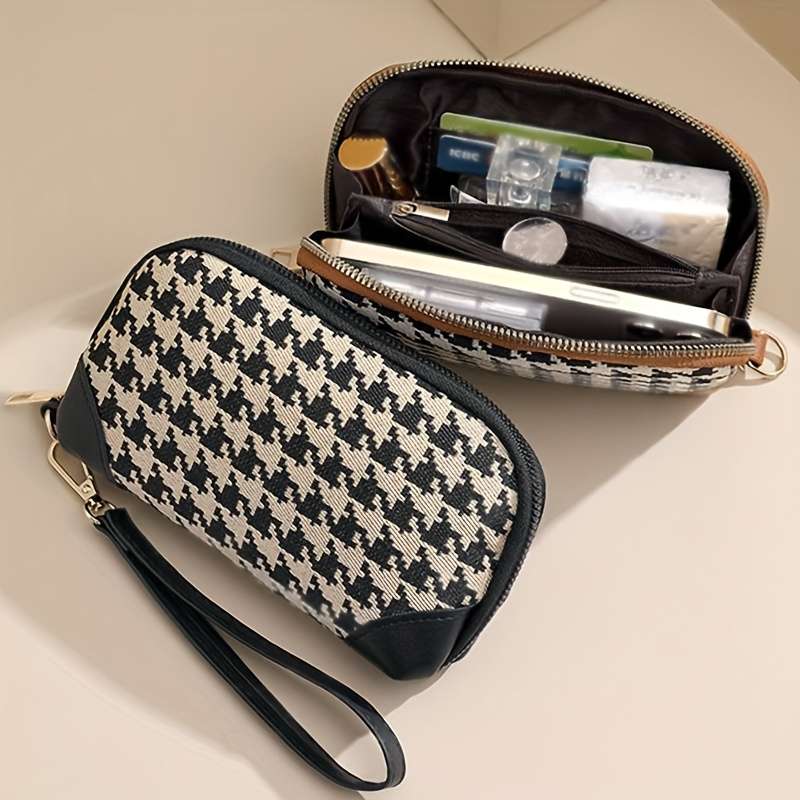 1pc 2025 Trendy Clutch Bag That Can Hold a Phone Long Wallet for Women Card Holder Canvas Coin P