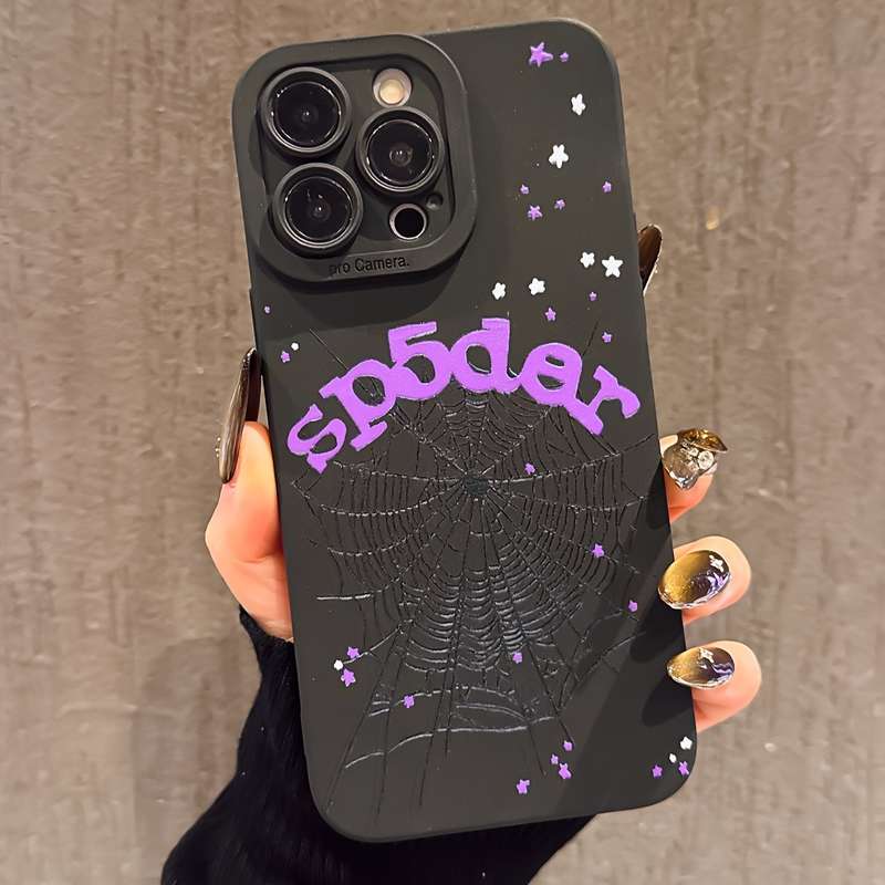 1Pc Black For iPhone 13 Dark Night Spider Web Phone Case