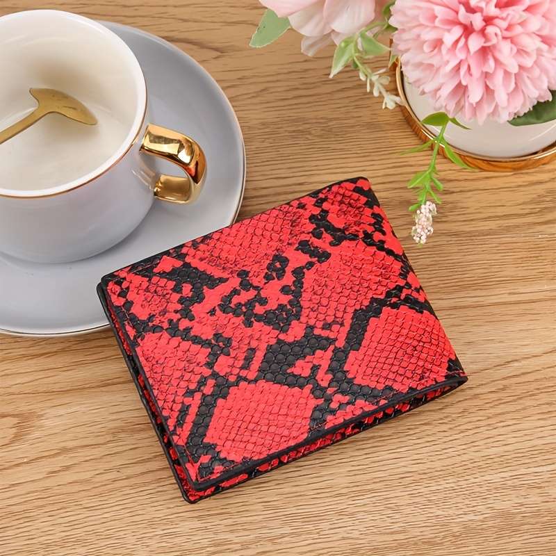 1pc European Vintage Style Short Men's Wallet with Animal Print PVC Material Multiple Card Slots