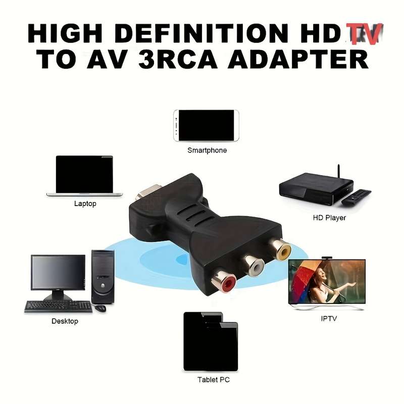 1 Pack Hdtv To 3 Rca Audio Video Av Component Converter