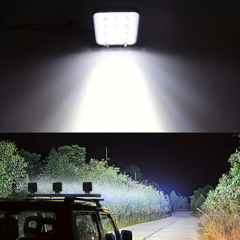 2pcs 16 LED Work Light Bar for Off-Road SUV Tractor & 4WD Truck 8.38cm High-Intens