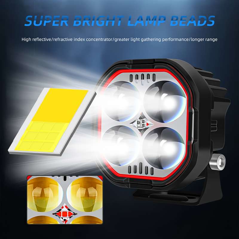 1pc Demon Eyes 2-inch LED Motorcycle Assist Light 12V 24V Pod Light for Car Truck 4X