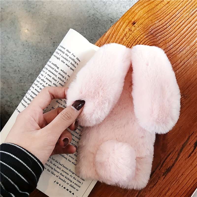 1Pc Pink Red For iPhone X XS Cute Rabbit Plush Phone Case