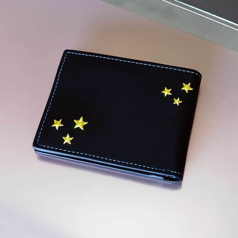 1pc INWEIAI High-Quality 3D Embossed Cartoon WalletStylish Black Faux Leather Card Holder with C