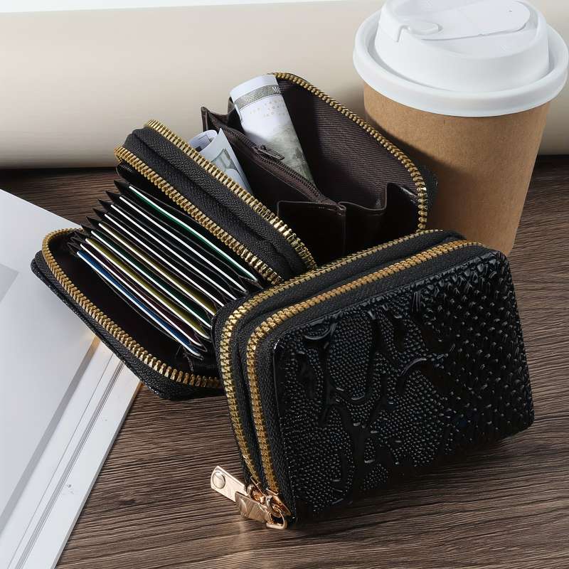 1pc Women'S Minimalist Nylon Short Wallet Solid Color Coin Purse with Zipper Closure Lightweight