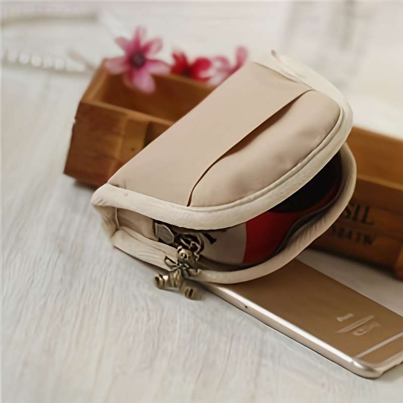 1pc Women's Cute Cartoon Cat Print Canvas Clutch WalletZippered Coin Purse with Animal Design L