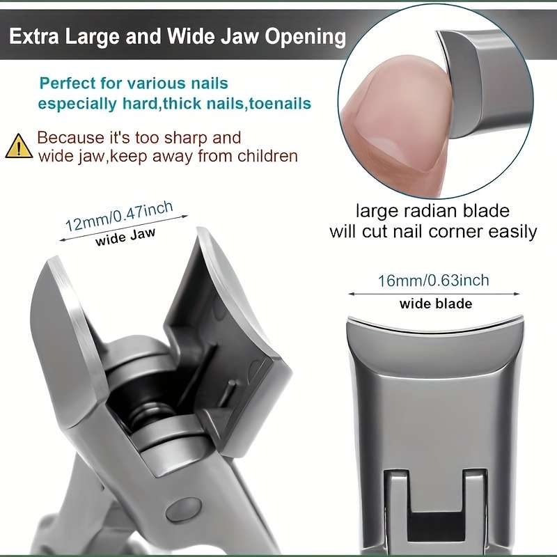 1pc Stainless Steel Wide-Jaw Nail Clippers Super Sharp and Durable Ideal for Thick and Long N