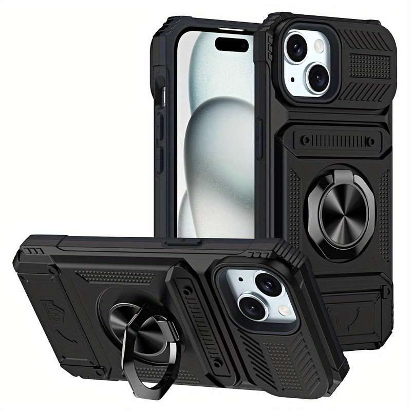 1Pc Black For iPhone 14 Heavy Duty Shockproof Phone Case