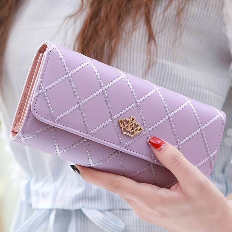 1pc Fashionable Argyll Plaid Trifold Wallet Faux Leather with Snap Closure Credit Card Slots